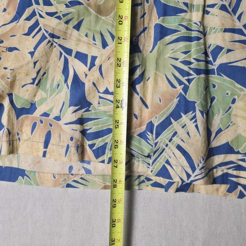 Tori Richard Hawaiian Shirt XL Short Sleeve 100% Cotton Blue/Green Leaves USA - Picture 7 of 16